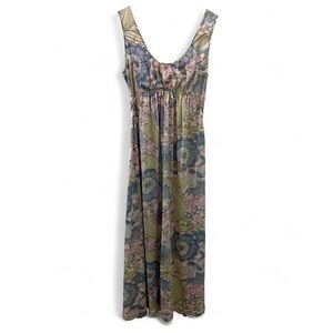 Vintage 1970s Floral Sleeveless Maxi Dress